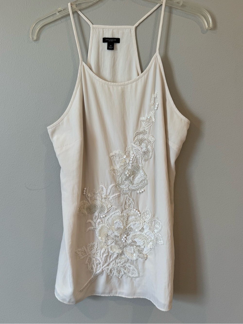 Ann Taylor Beaded Cami Sequin Blouse Top Whimsy Size M Flowy